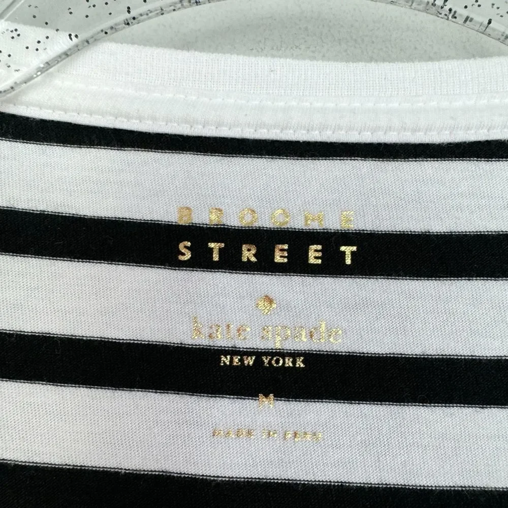 KATE SPADE | Queen Bee Black/White Striped Short Sleeve Shirt Women’s Size M